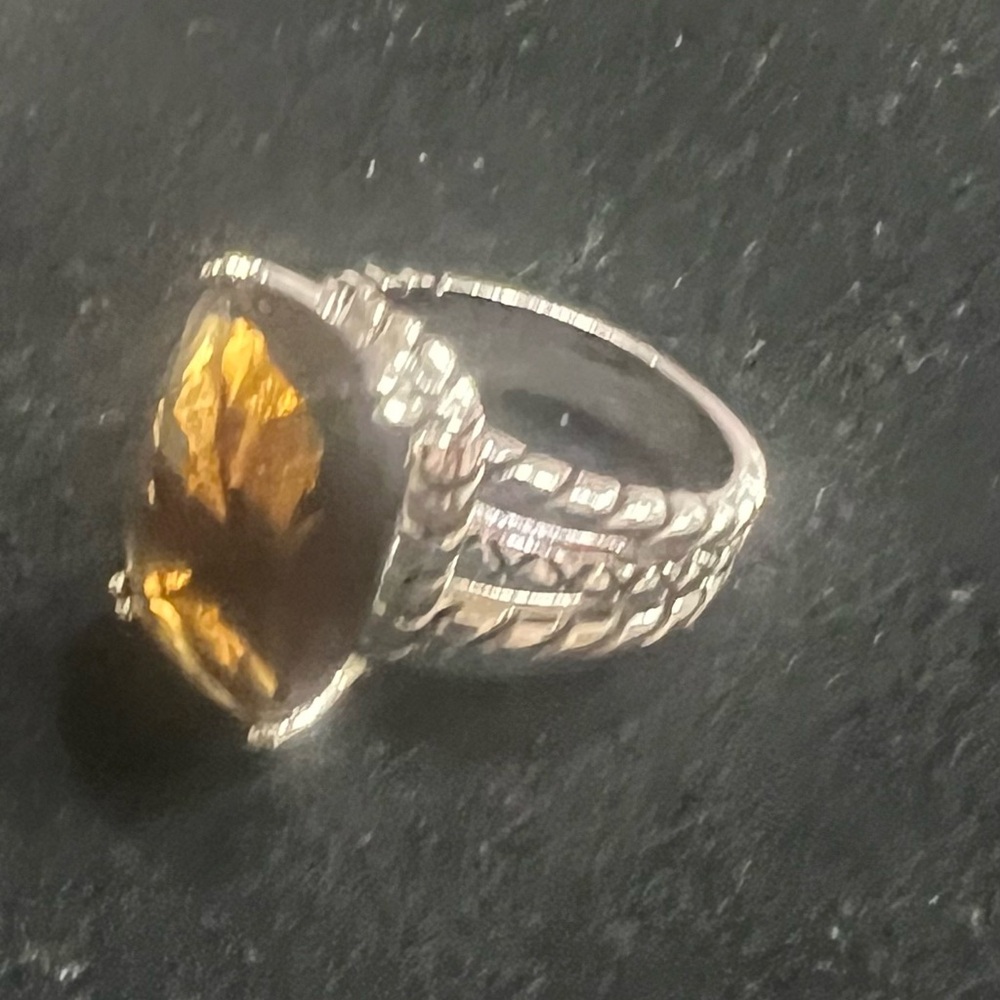 Premier Designs Silver Ring with Amber Gemstone